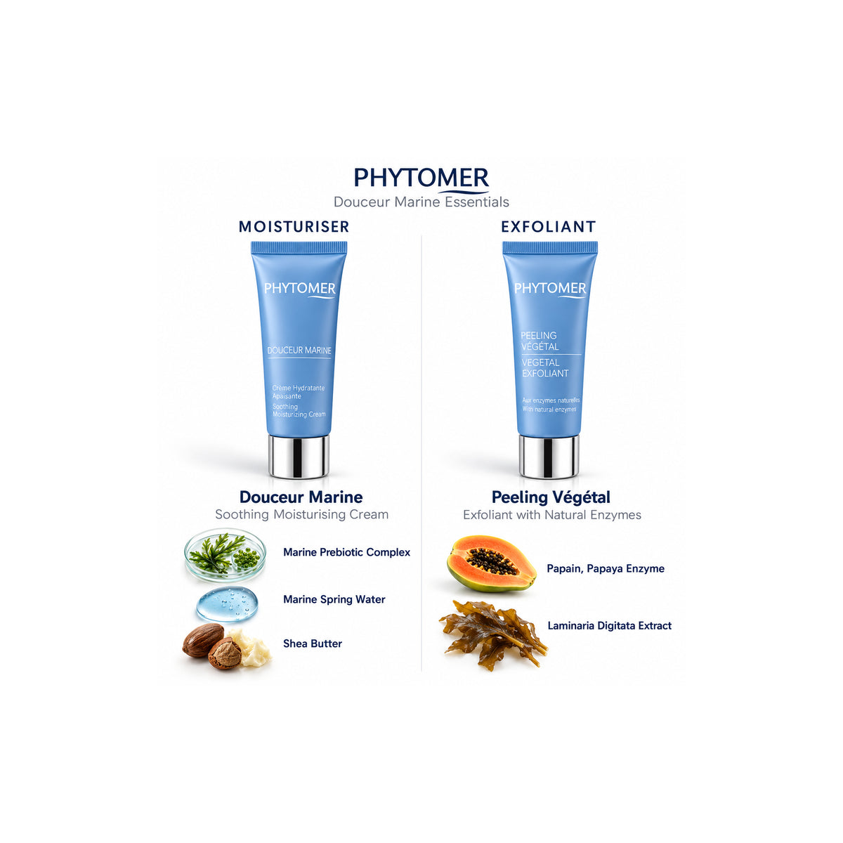 PHYTOMER Douceur Marine Ritual Gift Set — Phytomer Moisturizer & Exfoliant Guide