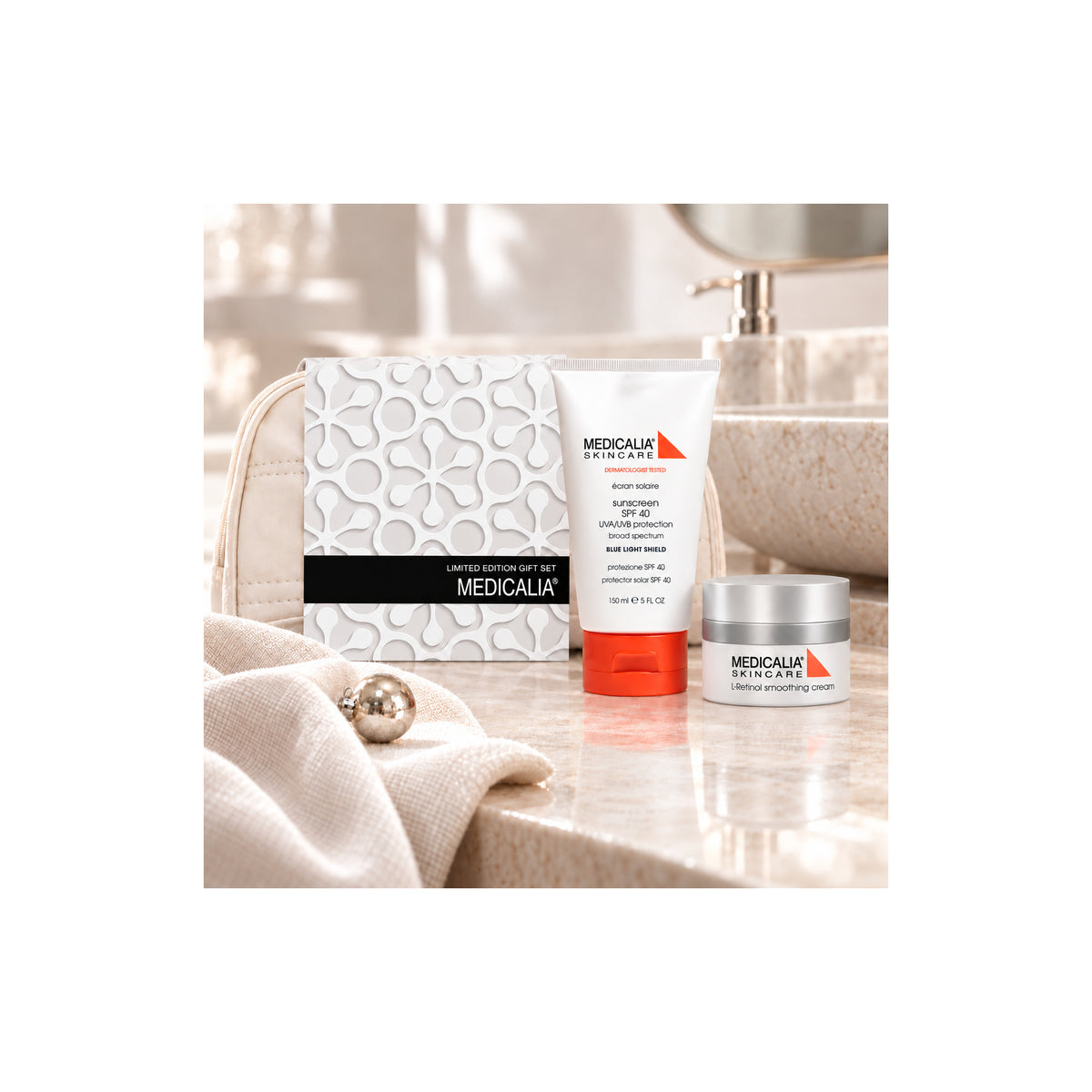 MEDICALIA L-Retinol & Sunscreen Gift Bag — Medicalia L-Retinol Smoothing Cream & Sunscreen Gift Bag - lifestyle
