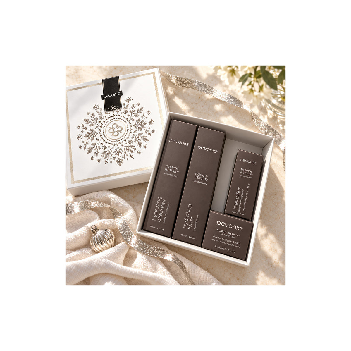 PEVONIA AGE CORRECTION COLLAGEN GIFT BOX — Age Correction Collagen Gift Set - Open Box