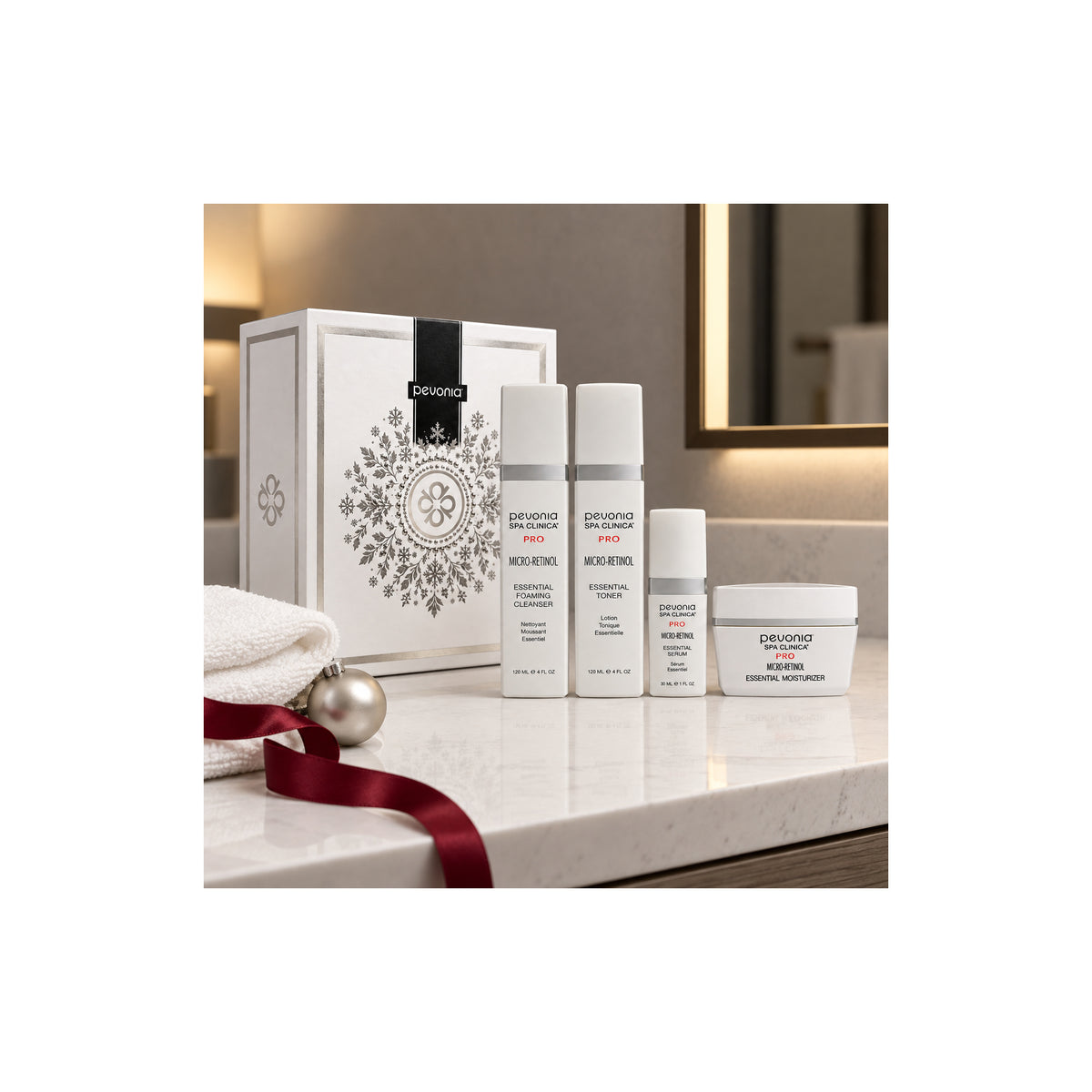 PEVONIA MICRO RETINOL SKIN REFINING GIFT BOX — Micro Retinol Skin Refining Gift Set - lifestyle