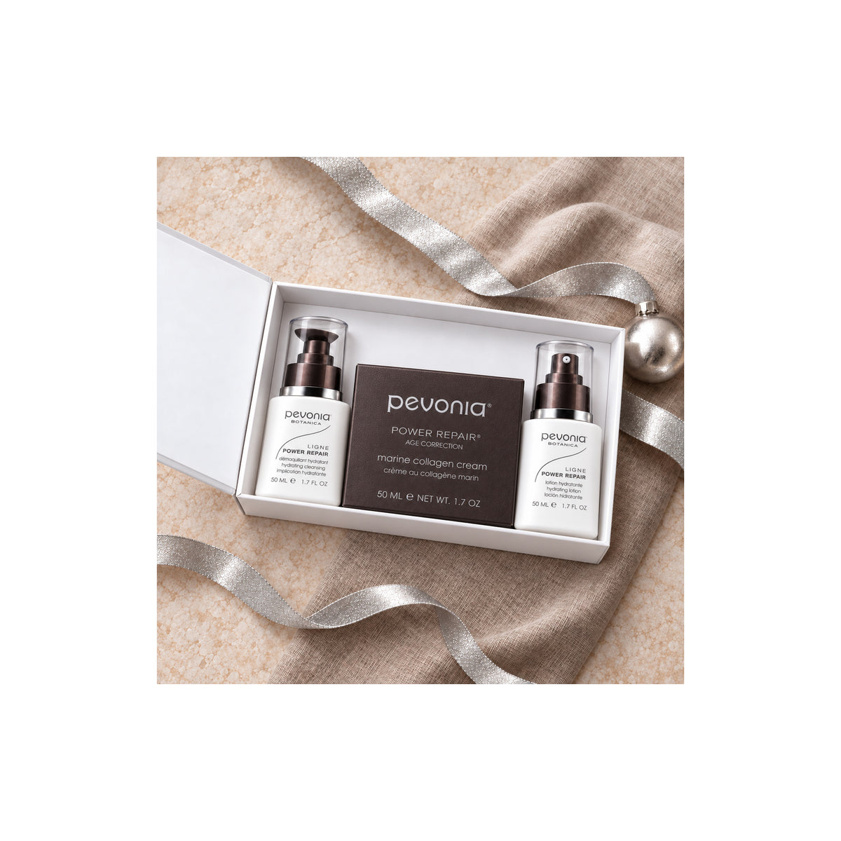 PEVONIA Power Repair Collagen Gift Box — Power Repair Collagen Gift Pack - open box