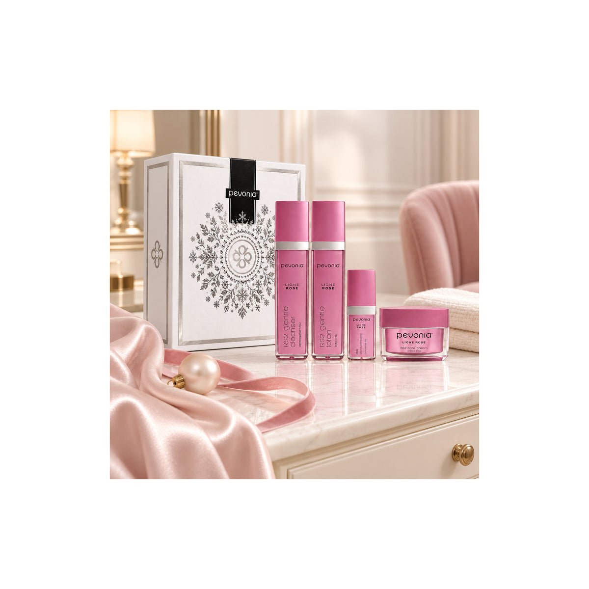 PEVONIA RS2 ROSACEA SKIN ESSENTIAL GIFT BOX — RS2 Rosacea Skin Essentials Gift Set - lifestyle
