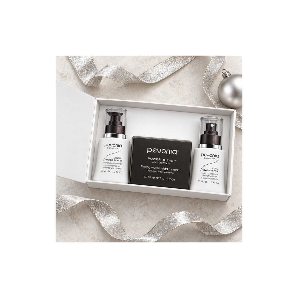 PEVONIA Power Repair Elastin Gift Box — Power Repair Elastin Gift Pack - open box