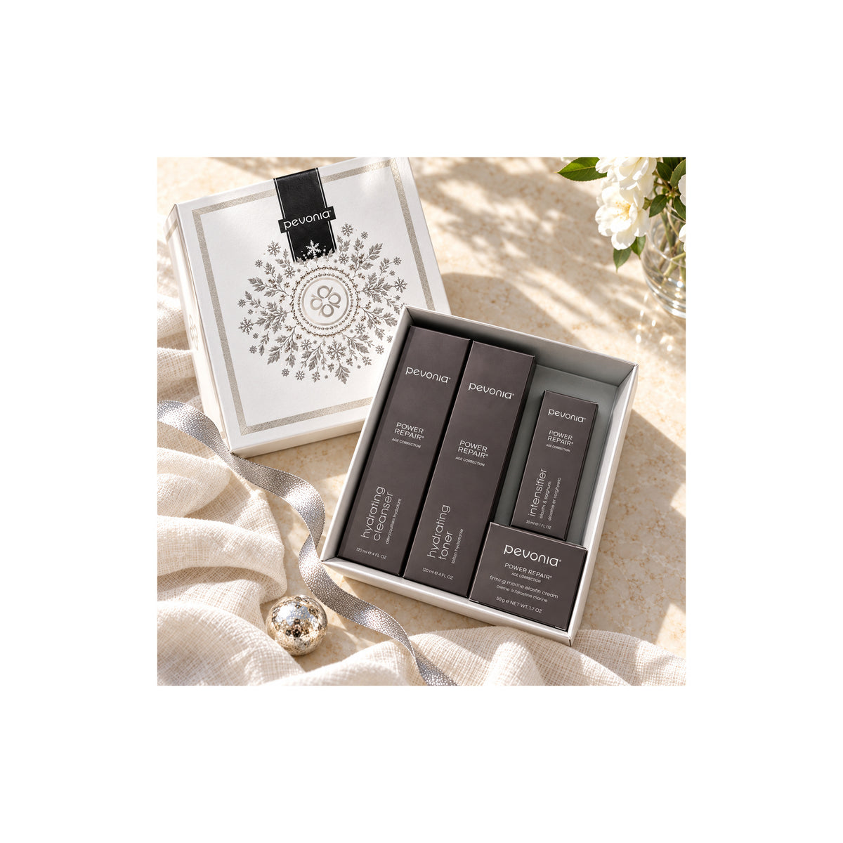 PEVONIA AGE CORRECTION ELASTIN GIFT BOX — Age Correction Elastin Gift Set - open box