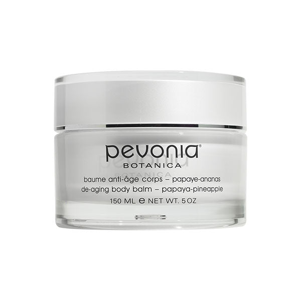 A jar of Pevonia De-Aging Body Balm with Papaya-Pineapple scent 150ml, typically used for body moisturizing and anti-aging benefits.