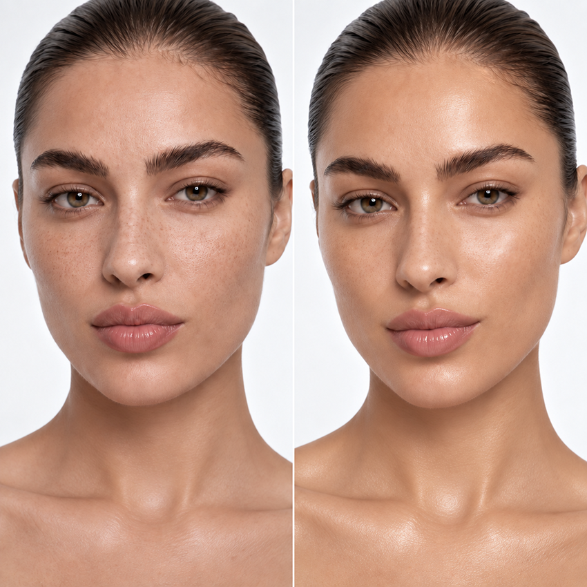 ELES Lumiere Glow Perfecting Primer before and after