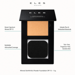 Mineral SkinPerfect Powder Foundation SPF 15 packaging with features highlighted on a white background