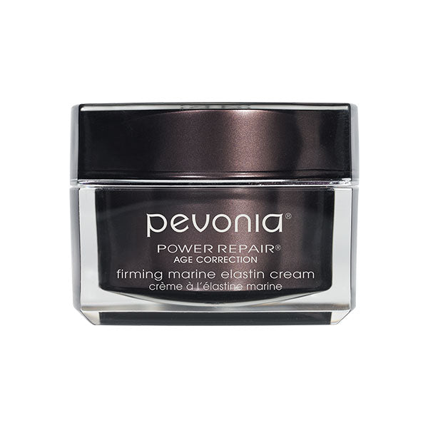 A jar of Pevonia Power Repair Age Correction Firming Marine Elastin  50g Cream on white background