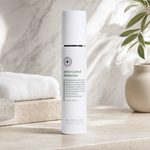 Hubislab A.C Clearing Active Control Moisturiser 120ml displayed on a premium bathroom vanity for oily and acne-prone skin.