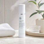 Hubislab A.C Clearing Active Control Solution 120ml displayed in a premium bathroom vanity setting for oily, congested and acne-prone skin.