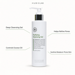 Hubislab A.C Clearing Purifying Cleansing Gel 200ml with benefit callouts for deep cleansing, oil control, pore refinement and breakout-prone skin comfort.