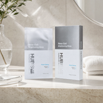Hubislab e+ Epiderma Nova Cell Brightening Mask 5 x 35g displayed on a clean premium bathroom vanity with soft towels and clinical-luxury silver styling.