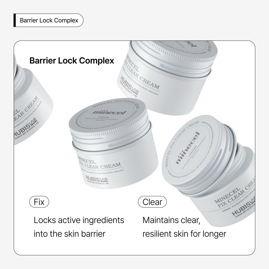 Hubislab Minecel Fix Clear Cream 50ml  for sensitive, dry or post-treatment skin. Benefit callout