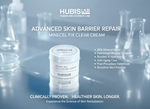 Hubislab Minecel Fix Clear Cream 50ml  for sensitive, dry or post-treatment skin with product details on a blurred lab background