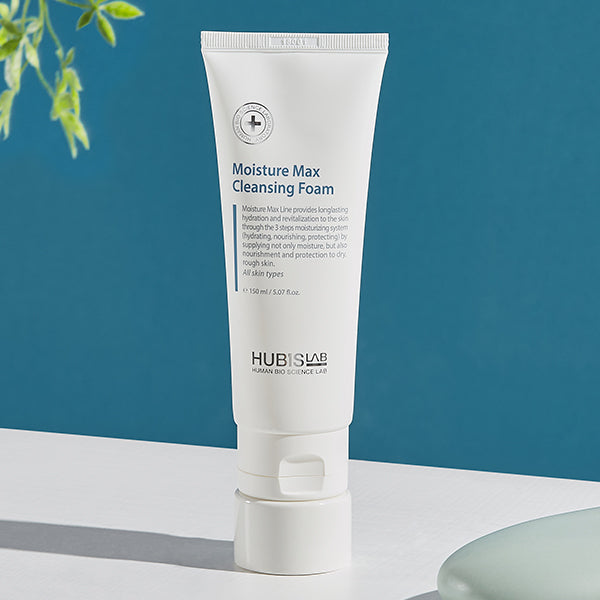 Tube of HUBISLAB Moisture Max Cleansing Foam 150ml for retail 