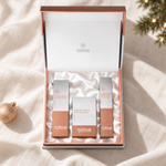 HUBISLAB Premium Active Set in an open gift box on ivory fabric. File: hubislab-premium-active-set-box-flatlay-2026.png