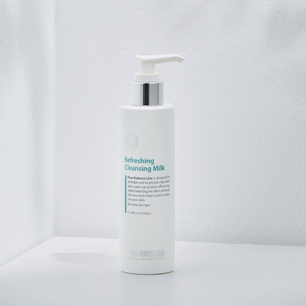 Hubislab Pure Balance Refreshing Cleansing Milk 200ml displayed on a clean premium white background