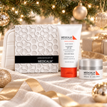 MEDICALIA Retinol and C & Sunscreen Gift Bag displayed beside a Christmas tree. File: medicalia-retinol-and-c-and-sunscreen-gift-bag-christmas-tree-2026.png