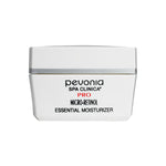 A white jar of Pevonia Micro-Retinol Essential Moisturizer with a silver band and product information on the label.
