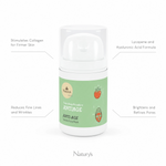 Naturys Anti-Ageing Tomato Farm Mask 50ml on white background with four benefit callouts: Stimulates Collagen for Firmer Skin, Lycopene and Hyaluronic Acid Formula, Reduces Fine Lines and Wrinkles, Brightens and Refines Pores