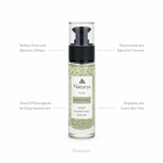 Naturys Deep Purifying Serum 30ml on white background with four benefit callouts: Refines Pores and Balances Oiliness, Niacinamide and Bakuchiol Formula, Olive Oil Microcapsules for Deep Nourishment, Brightens and Evens Skin Tone