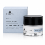 Naturys Moisturising Hydra Cream 24H 50ml jar with retail box on a clean white studio background.