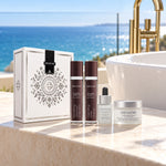PEVONIA AGE CORRECTION HYALURONIC GIFT BOX in an Australian summer Christmas setting. File: pevonia-age-correction-hyaluronic-gift-box-australian-summer-2026.jpg