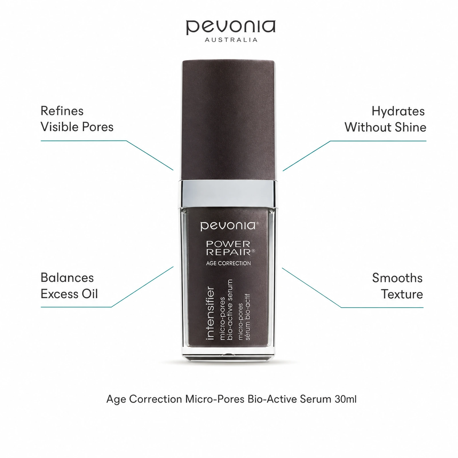 Pevonia Age Correction Micro-Pores Bio-Active Serum 30ml with benefits for refined pores, oil balance, shine-free hydration and smoother texture