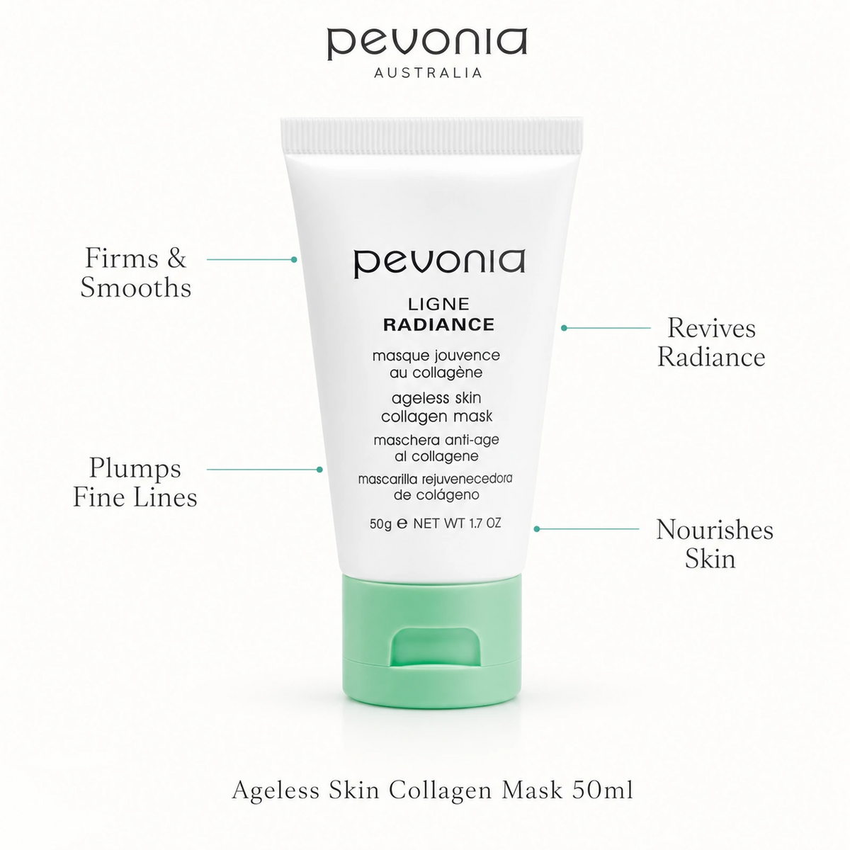 Pevonia Ageless Skin Collagen Mask 50ml with benefits for firmness, fine lines, radiance and nourishment
