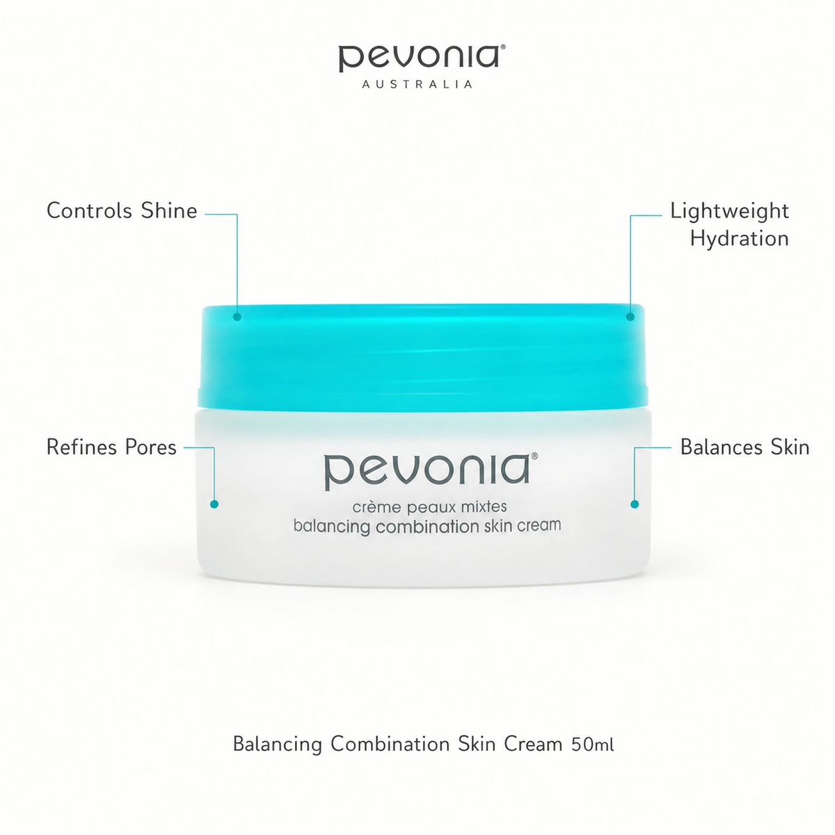 Pevonia Balancing Combination Skin Cream 50ml on a luxury bathroom vanity for combination and mildly oily skin