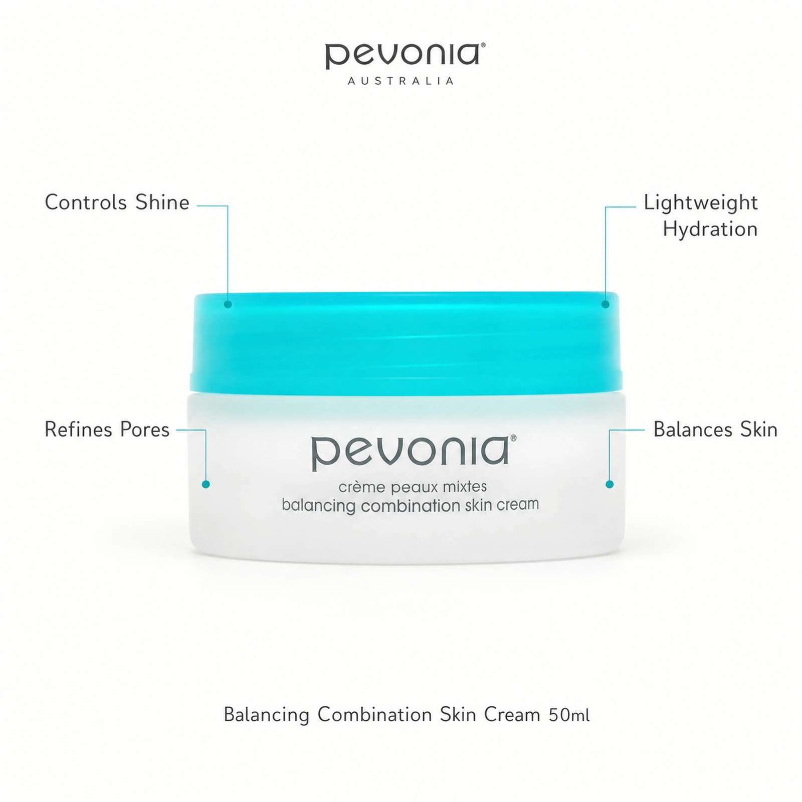 Pevonia Balancing Combination Skin Cream 50ml on a luxury bathroom vanity for combination and mildly oily skin