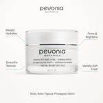 Pevonia Body Balm Papaya-Pineapple 150ml with benefits for deep hydration, smoother texture, firmness, brightness and a velvety-soft finish
