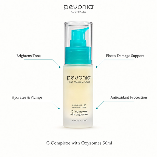 Pevonia C Complexe with Oxyzomes 30ml with benefits for brightening, hydration, photo-damage support and antioxidant protection