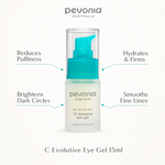 Pevonia C Evolutive Eye Gel 15ml with benefits for puffiness, dark circles, hydration and fine lines