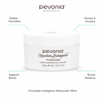 Pevonia Chocolate Indulgence Moisturizer 150ml with benefits for deep nourishment, plumping, barrier support and radiant skin