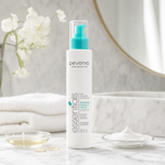 Pevonia CleanRefresh Foaming Oil Cleanser 200ml on a luxury bathroom vanity for dry, dehydrated and sensitive skin
