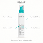 Pevonia CleanRefresh Foaming Oil Cleanser 200ml with benefits for makeup removal, hydration, sensitivity and no dry tightness
