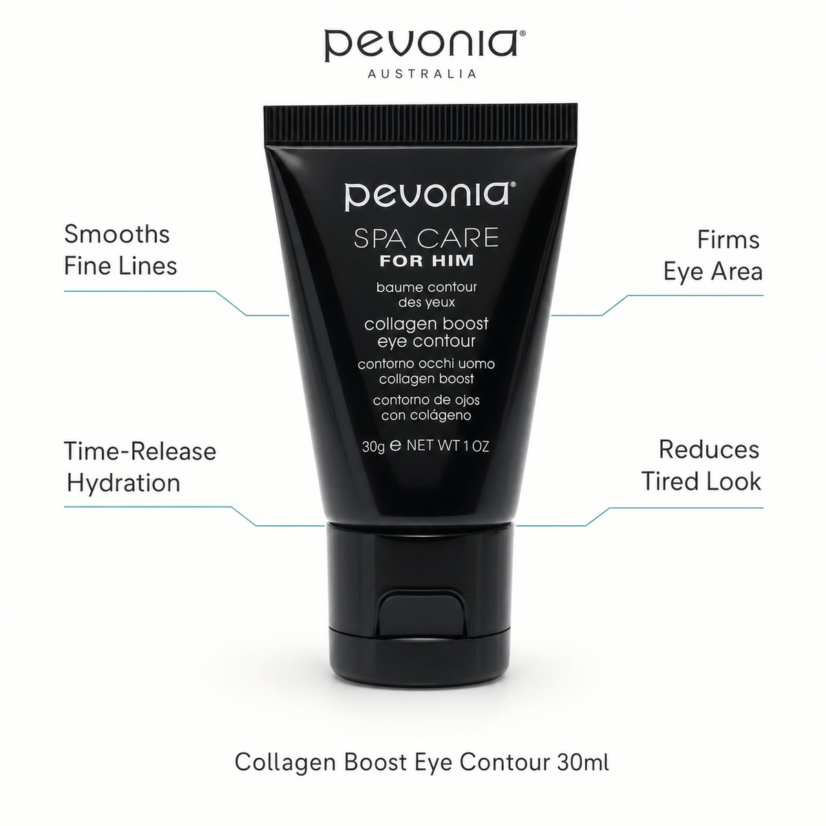 Pevonia Collagen Boost Eye Contour 30ml with benefits for fine lines, time-release hydration, firming and refreshed eyes