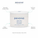 Pevonia Crepe No More Body Cream 200ml with benefits for smoothing crepey skin, firming, hydration and radiance