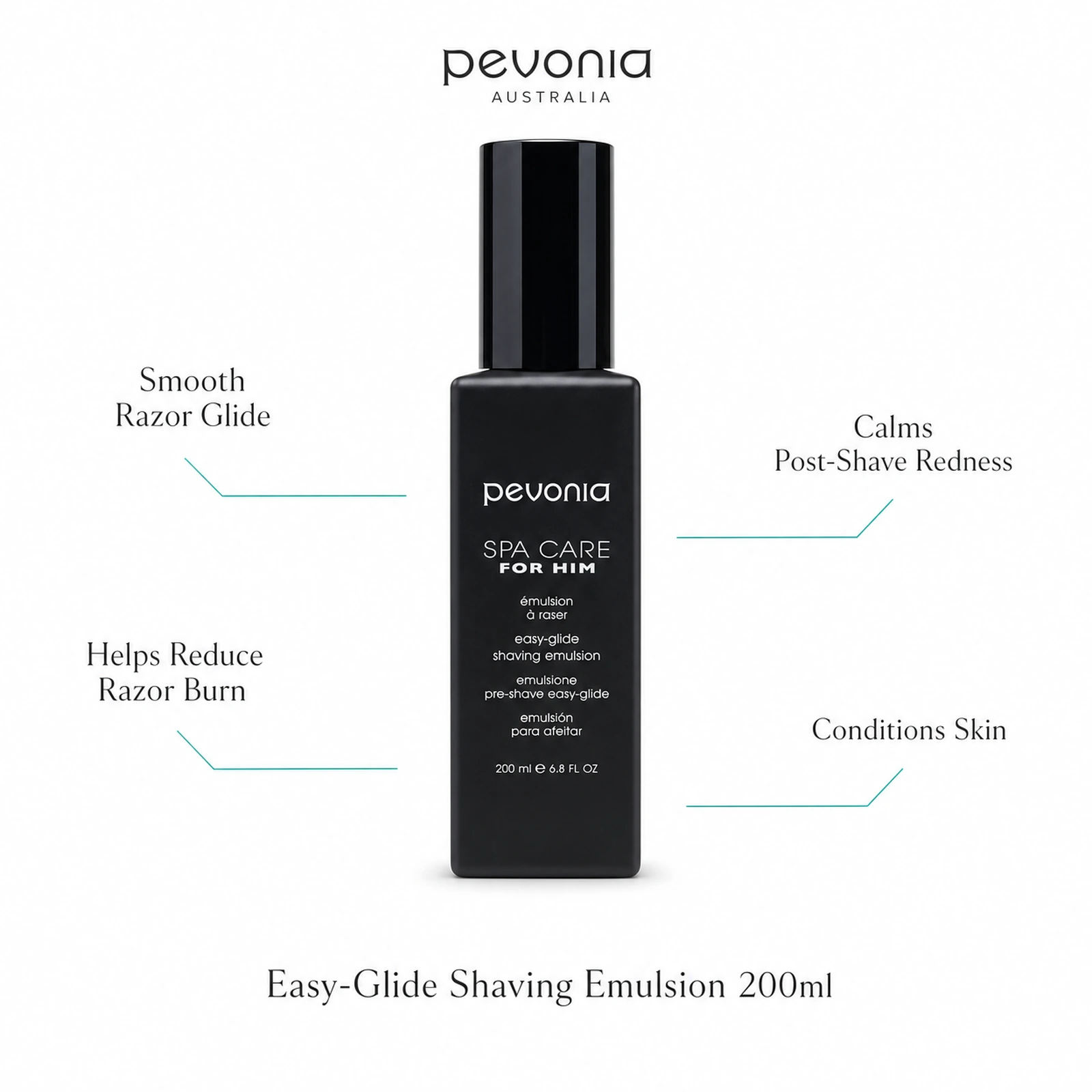 Pevonia Easy-Glide Shaving Emulsion 200ml with benefits for razor glide, reduced razor burn, post-shave comfort and conditioned skin
