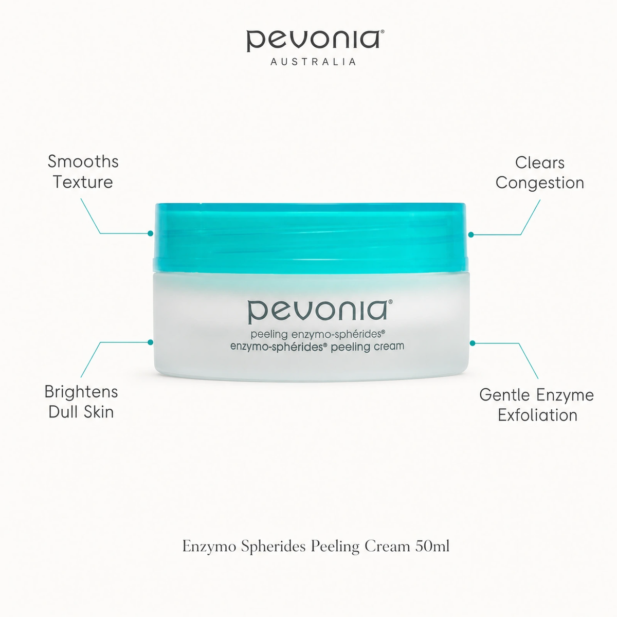 Pevonia Enzymo Spherides Peeling Cream 50ml with benefits for texture, dullness, congestion and gentle enzyme exfoliation