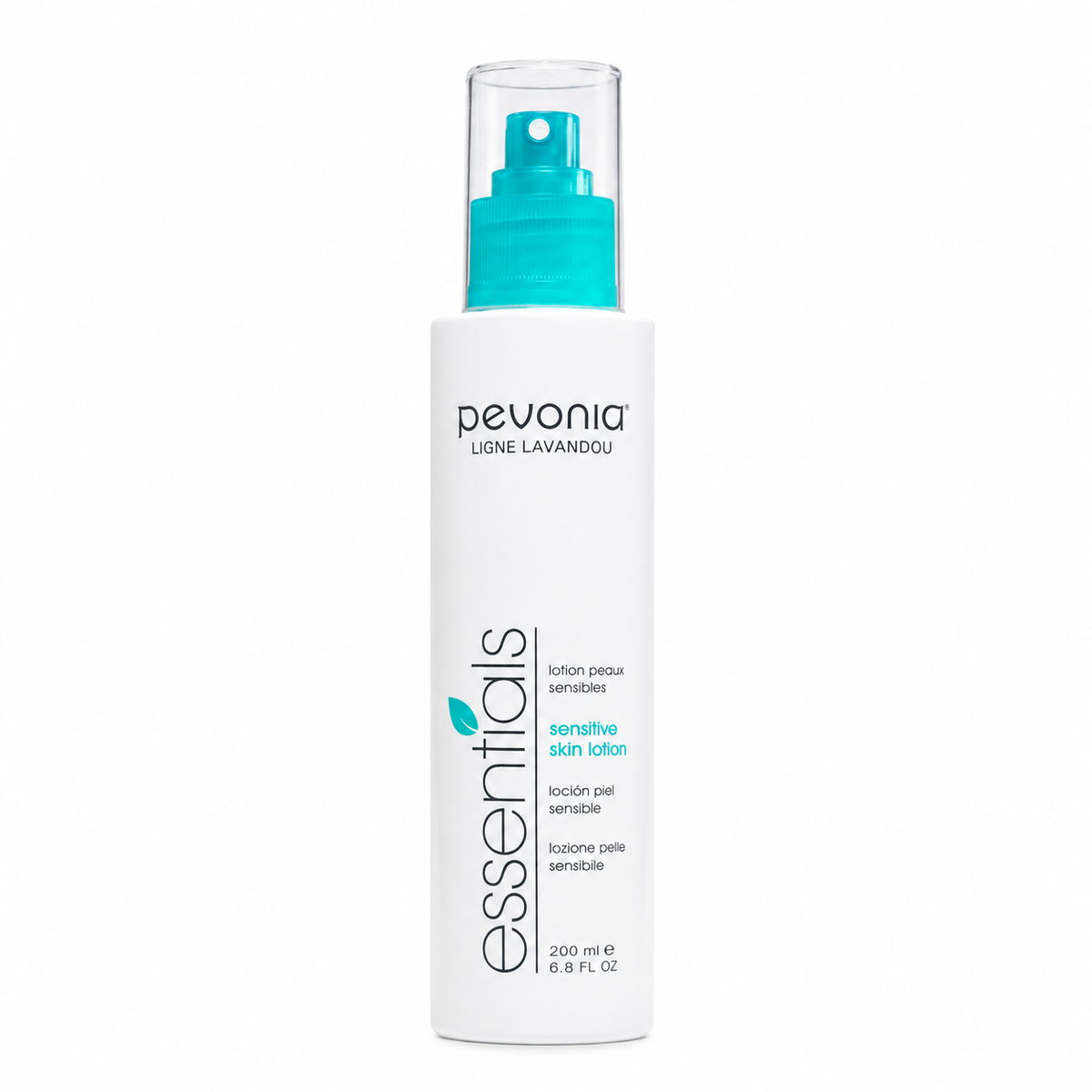 Pevonia Essentials Sensitive Skin Lotion 200ml bottle on clean white background.
