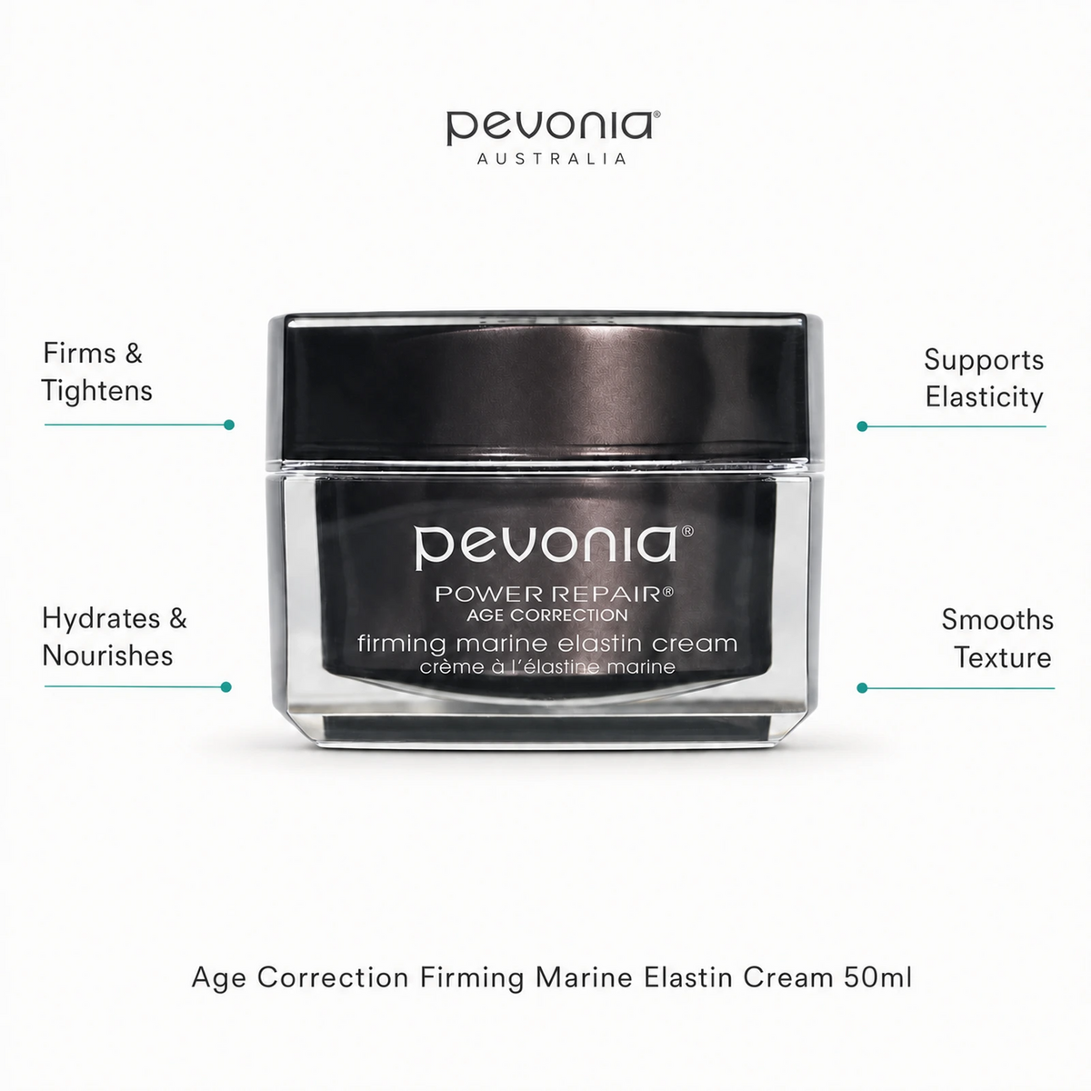 Pevonia Age Correction Firming Marine Elastin Cream 50ml with benefits for firmness, hydration, elasticity and smoother texture