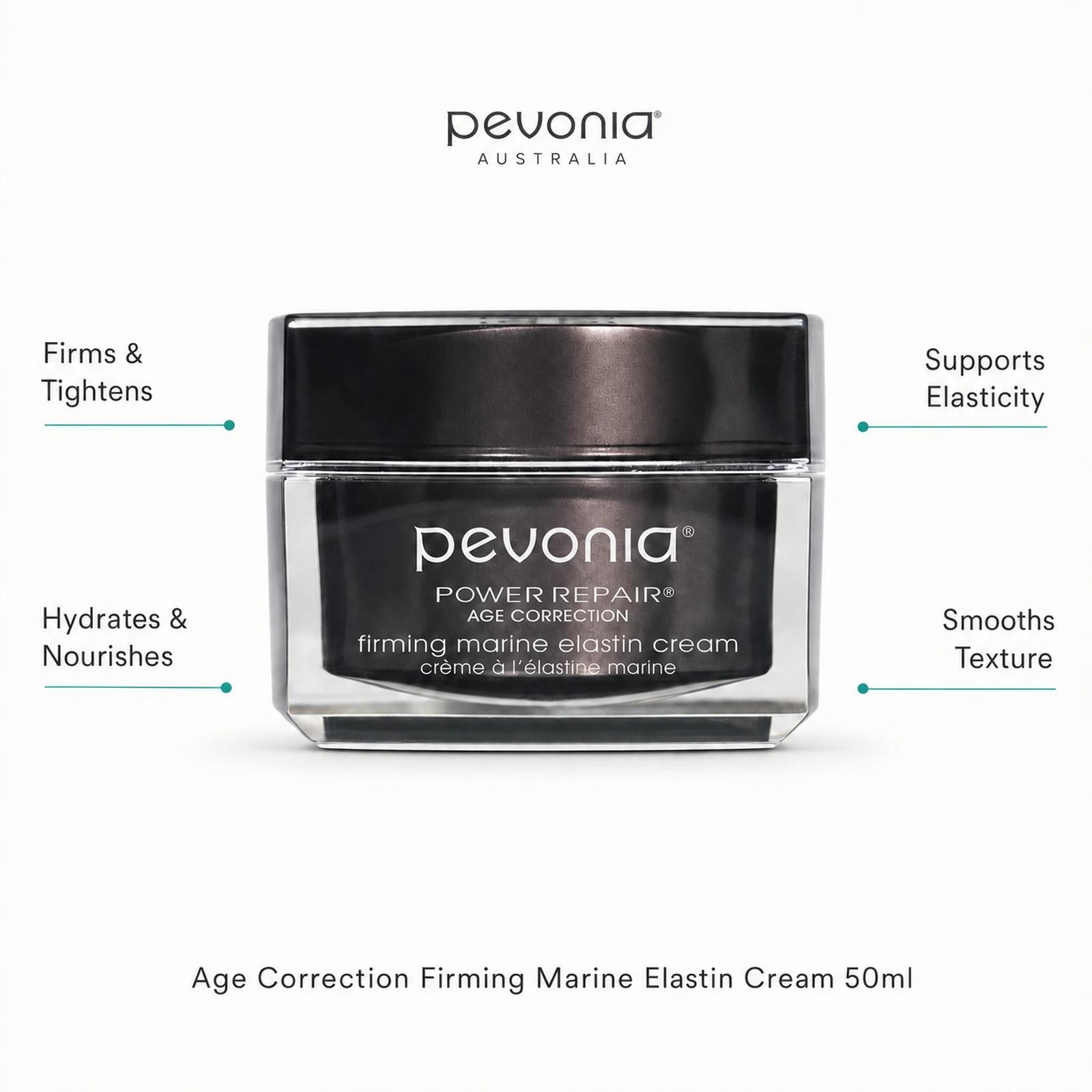 Pevonia Age Correction Firming Marine Elastin Cream 50ml with benefits for firmness, hydration, elasticity and smoother texture