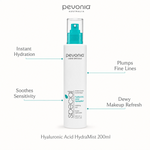 Pevonia Hyaluronic Acid HydraMist 200ml with benefits for hydration, fine lines, sensitivity and dewy makeup refresh
