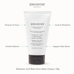 Pevonia Hyaluronic Acid Multi-Active Hydra Cleanser 150g with benefits for cleansing, hydration, redness and skin barrier support