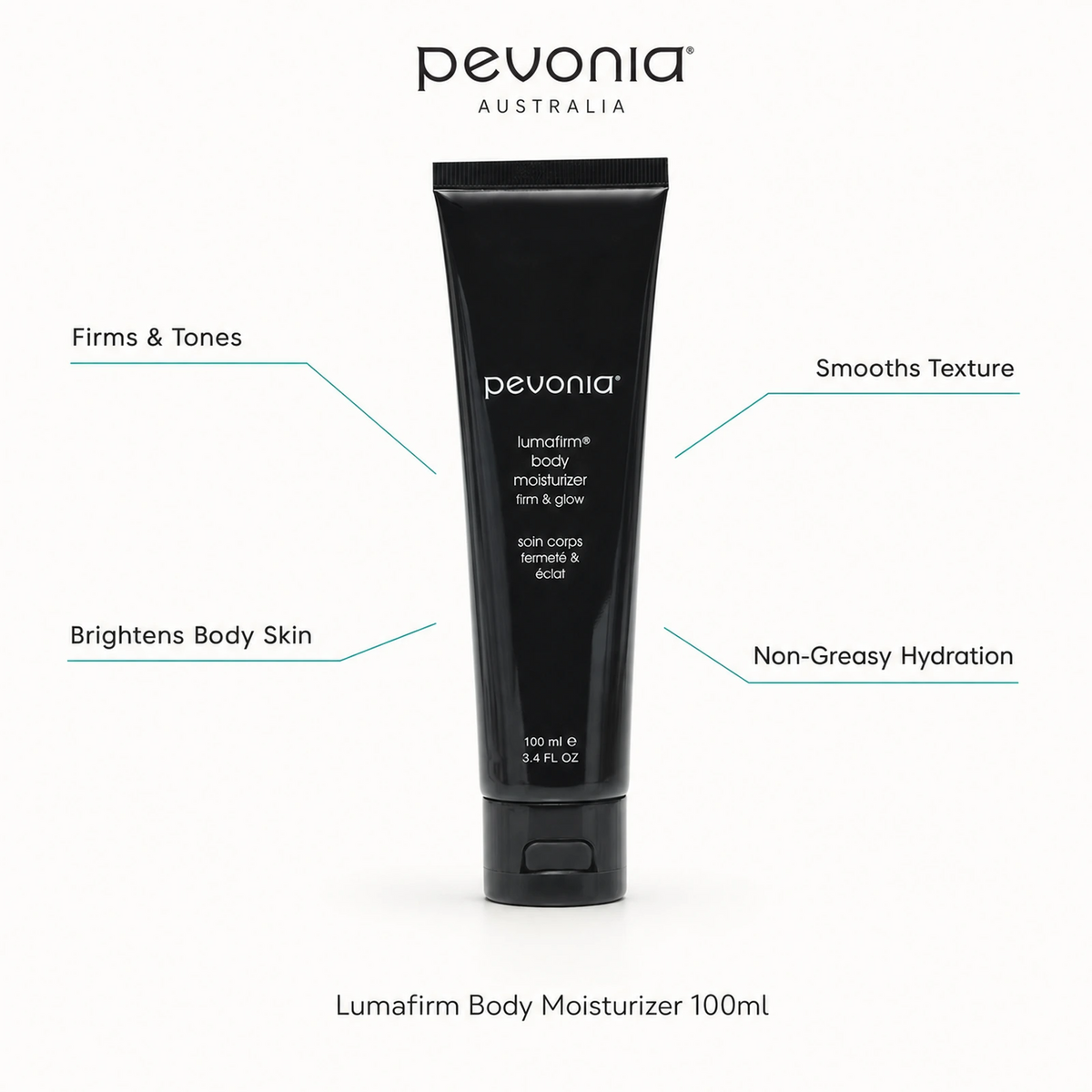 Pevonia Lumafirm Body Moisturizer 100ml with benefits for firming, brightening, smoother texture and non-greasy hydration