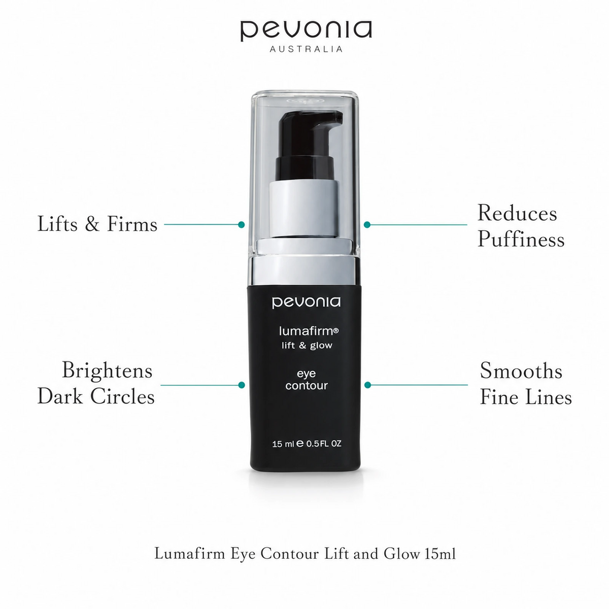 Pevonia Lumafirm Eye Contour Lift and Glow 15ml with benefits for lifting, firmness, dark circles, puffiness and fine lines