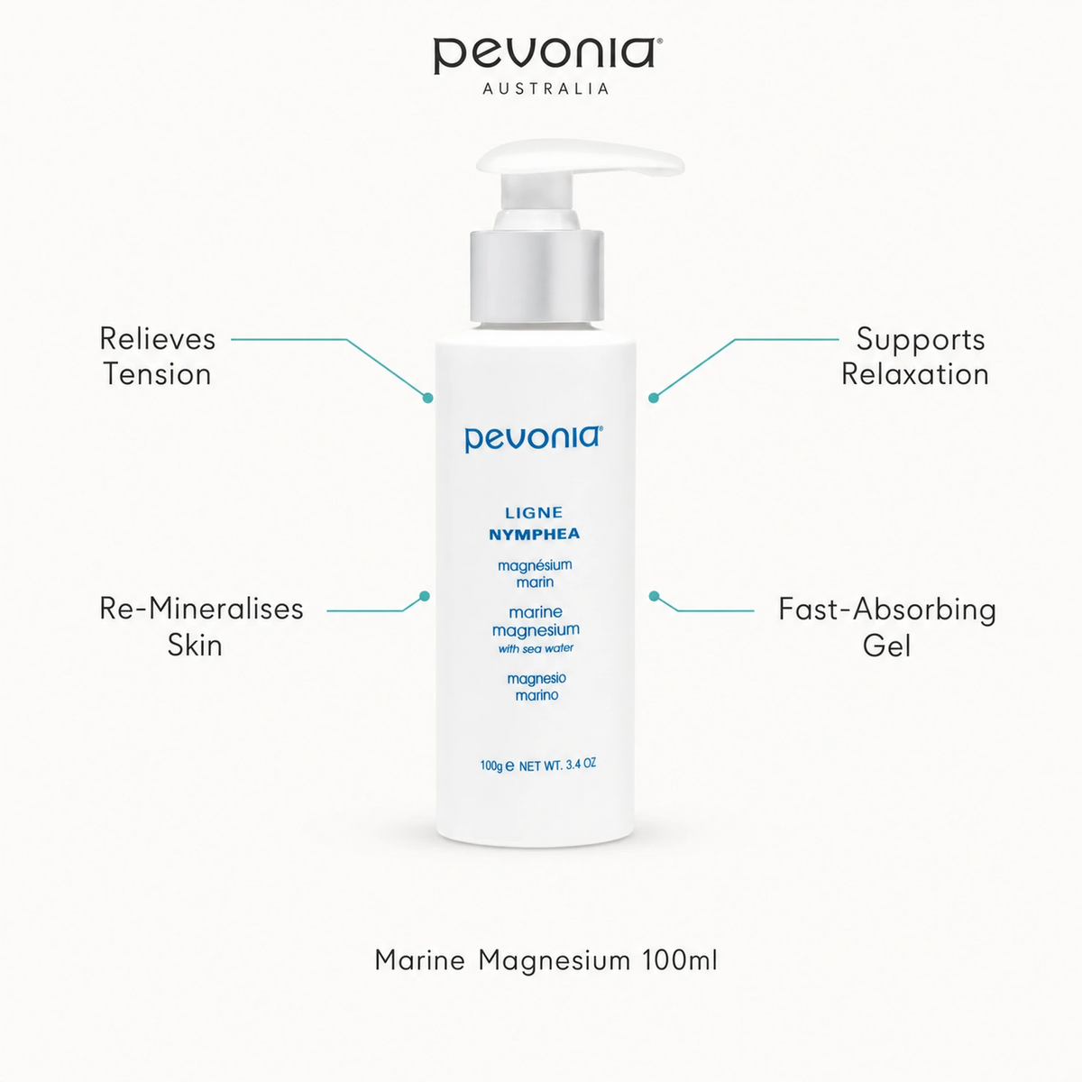 Pevonia Marine Magnesium 100ml with benefits for tension relief, relaxation, skin remineralisation and fast absorption