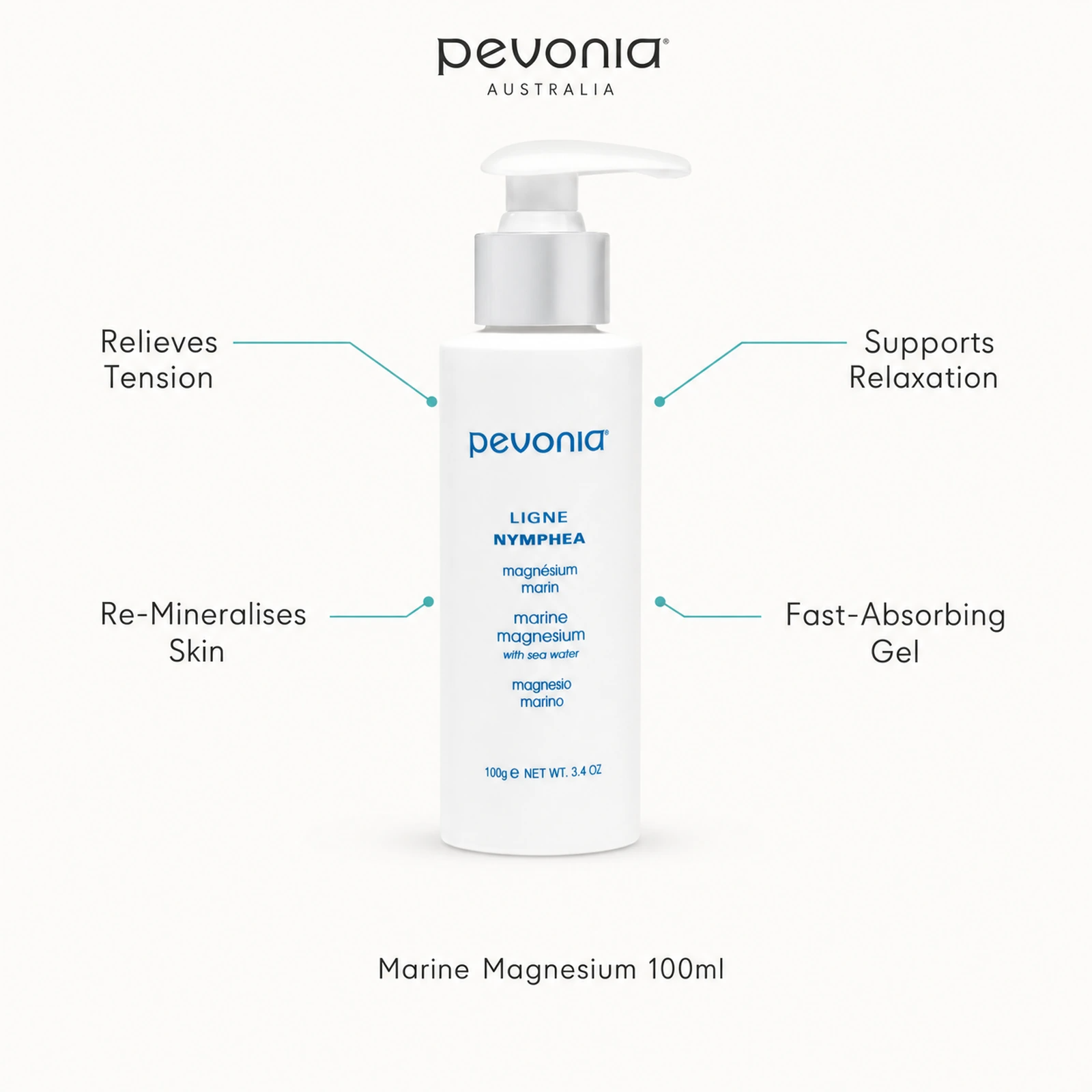 Pevonia Marine Magnesium 100ml with benefits for tension relief, relaxation, skin remineralisation and fast absorption